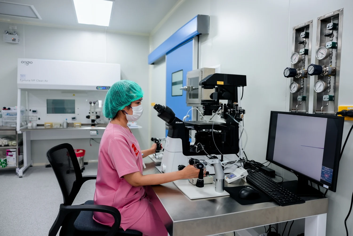 Embryology staff working in the DRC laboratory